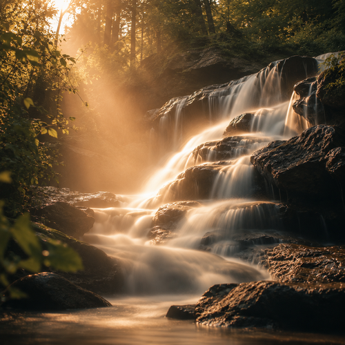 Waterfall — Stand beneath falling water and let stress wash away.